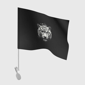 Флаг для автомобиля с принтом Черно Белый Тигр. Head в Белгороде, 100% полиэстер | Размер: 30*21 см | 2022 | 22 | black | head | muzzle | new | second | symbol | tiger | twenty | two | white | year | белый | второй | год | года | голова | двадцать | нового | новый | символ | тигр | черный