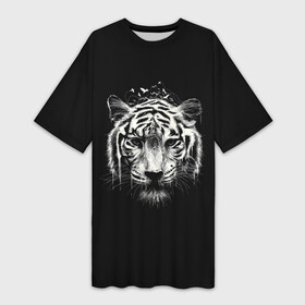 Платье-футболка 3D с принтом Черно Белый Тигр. Head в Белгороде,  |  | 2022 | 22 | black | head | muzzle | new | second | symbol | tiger | twenty | two | white | year | белый | второй | год | года | голова | двадцать | нового | новый | символ | тигр | черный