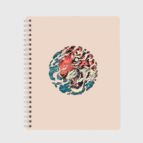 Тетрадь с принтом Тора. Японский тигр в Белгороде, 100% бумага | 48 листов, плотность листов — 60 г/м2, плотность картонной обложки — 250 г/м2. Листы скреплены сбоку удобной пружинной спиралью. Уголки страниц и обложки скругленные. Цвет линий — светло-серый
 | 2022 | 22 | eyes | fangs | japan | japanese | new | ocean | river | sea | second | symbol | tiger | tora | torah | twenty | water | year | вода | второй | глаза | год | года | двадцать | клыки | море | нового | новый | океан | река | символ | тигр | тора 