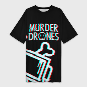 Платье-футболка 3D с принтом Murder Drones ( Дроны убийцы) в Белгороде,  |  | murder drones | serial designation n | uzi | дроны | мультфильм | роботы | серийный номер н | узи