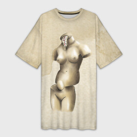 Платье-футболка 3D с принтом Акварельная Венера в стиле Сальвадора Дали в Белгороде,  |  | акварель | бежевая | бежевый | девушка | женская фигура | женщина | искусство | натура | обнаженная | обнаженная девушка | обнаженная жнщина | произведение искусства | скульптура | фигура