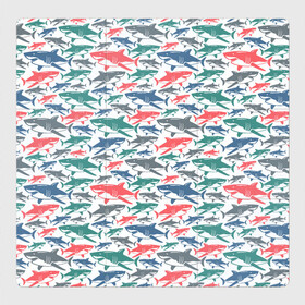 Магнитный плакат 3Х3 с принтом Разноцветные Акулы в Белгороде, Полимерный материал с магнитным слоем | 9 деталей размером 9*9 см | fish | ocean | predator | shark | white shark | акула | белая акула | зубы | море | морской хищник | океан | рыба | хищная рыба | хищник