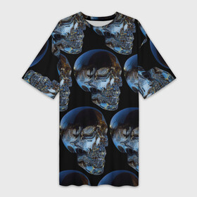Платье-футболка 3D с принтом Vanguard skull pattern 2022 в Белгороде,  |  | fashion | hype | pattern | skull | vanguard | авангард | мода | стекло | узор | хайп | череп