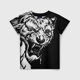 Детская футболка 3D с принтом Тигр: свирепый и кровожадный в Белгороде, 100% гипоаллергенный полиэфир | прямой крой, круглый вырез горловины, длина до линии бедер, чуть спущенное плечо, ткань немного тянется | Тематика изображения на принте: 2022 | bloodthirsty | ferocious | look | powerful | predator | strong | tiger | year of the tiger | взгляд | год тигра | кровожадный | мощный | свирепый | сильный | тигр | хищник