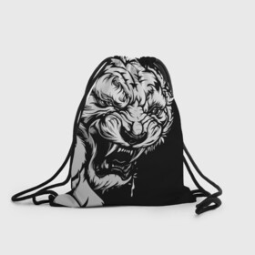 Рюкзак-мешок 3D с принтом Тигр: свирепый и кровожадный в Белгороде, 100% полиэстер | плотность ткани — 200 г/м2, размер — 35 х 45 см; лямки — толстые шнурки, застежка на шнуровке, без карманов и подкладки | 2022 | bloodthirsty | ferocious | look | powerful | predator | strong | tiger | year of the tiger | взгляд | год тигра | кровожадный | мощный | свирепый | сильный | тигр | хищник