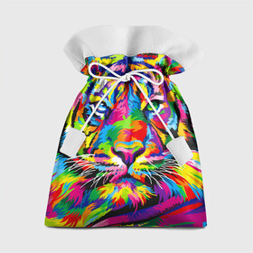 Подарочный 3D мешок с принтом Тигр в стиле поп арт в Белгороде, 100% полиэстер | Размер: 29*39 см | 2022 | art | beast | mosaic | multicolored head | new year | pop art | predator | rainbow | tiger | year of the tiger | год тигра | зверь | искусство | мозаика | новый год | радужный | разноцветная голова | тигр | хищник
