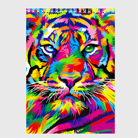 Скетчбук с принтом Тигр в стиле поп арт в Белгороде, 100% бумага
 | 48 листов, плотность листов — 100 г/м2, плотность картонной обложки — 250 г/м2. Листы скреплены сверху удобной пружинной спиралью | Тематика изображения на принте: 2022 | art | beast | mosaic | multicolored head | new year | pop art | predator | rainbow | tiger | year of the tiger | год тигра | зверь | искусство | мозаика | новый год | радужный | разноцветная голова | тигр | хищник