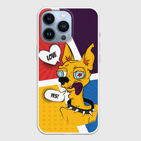 Чехол для iPhone 13 Pro с принтом Comics Пес Dog Love Yes в Белгороде,  |  | comics | dog | pop art | собака | чихуахуа | яркий