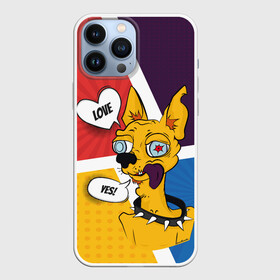 Чехол для iPhone 13 Pro Max с принтом Comics Пес Dog Love Yes в Белгороде,  |  | Тематика изображения на принте: comics | dog | pop art | собака | чихуахуа | яркий