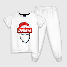 Детская пижама хлопок с принтом I Believe In Santa | Я Верю В Санту в Белгороде, 100% хлопок |  брюки и футболка прямого кроя, без карманов, на брюках мягкая резинка на поясе и по низу штанин
 | 2022 | believe | christmas | cold | klaus | merry | new | santa | winter | year | верить | год | дед | зима | клаус | мороз | новый | рождество | санта | холод