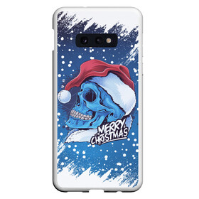 Чехол для Samsung S10E с принтом Merry Christmas | Счастливого Рождества | Skull в Белгороде, Силикон | Область печати: задняя сторона чехла, без боковых панелей | 2022 | christmas | cold | klaus | merry | new | santa | skull | snow | winter | year | год | дед | зима | клаус | мороз | новый | рождество | санта | скелет | снег | холод | череп