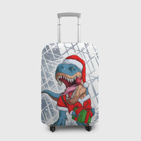 Чехол для чемодана 3D с принтом Санта Динозавр   Dinosanta в Белгороде, 86% полиэфир, 14% спандекс | двустороннее нанесение принта, прорези для ручек и колес | christmas | dinosaur | santa | дед мороз | динозавр | елка | зима | новый год | подарок | рождество | санта | снег | снежинка