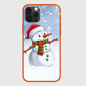 Чехол для iPhone 12 Pro с принтом Веселый Снеговик   Happy Snowman в Белгороде, силикон | область печати: задняя сторона чехла, без боковых панелей | christmas | santa | snowman | дед мороз | елка | зима | новый год | рождество | санта | снег | снеговик | снегурочка | снежинка