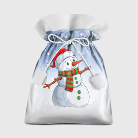 Подарочный 3D мешок с принтом Веселый Снеговик   Happy Snowman в Белгороде, 100% полиэстер | Размер: 29*39 см | christmas | santa | snowman | дед мороз | елка | зима | новый год | рождество | санта | снег | снеговик | снегурочка | снежинка