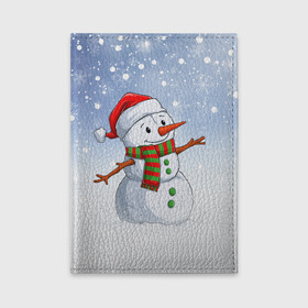 Обложка для автодокументов с принтом Веселый Снеговик   Happy Snowman в Белгороде, натуральная кожа |  размер 19,9*13 см; внутри 4 больших “конверта” для документов и один маленький отдел — туда идеально встанут права | christmas | santa | snowman | дед мороз | елка | зима | новый год | рождество | санта | снег | снеговик | снегурочка | снежинка