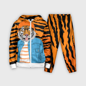 Детский костюм 3D с принтом Тигр фурри на стиле в Белгороде,  |  | furry | tiger | восточный тигр | год тигра | кошка | лоу поли | тигр | тигренок | хищник