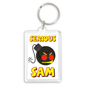 Брелок прямоугольный 35*50 с принтом Serious Sam Bomb Logo в Белгороде,  |  | bomb | serious sam | бомба | динамит | крутой сэм | сем | сериос сем | сериос сэм | сириус сэм | сэм