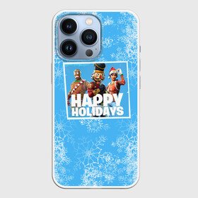 Чехол для iPhone 13 Pro с принтом Happy holidays Fortnite в Белгороде,  |  | Тематика изображения на принте: игра | персонажи | снег | снежинки | фото