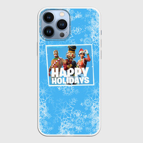 Чехол для iPhone 13 Pro Max с принтом Happy holidays Fortnite в Белгороде,  |  | Тематика изображения на принте: игра | персонажи | снег | снежинки | фото