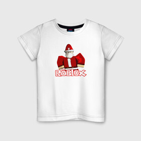 Детская футболка хлопок с принтом Санта Robloх в Белгороде, 100% хлопок | круглый вырез горловины, полуприлегающий силуэт, длина до линии бедер | игра | логотип | надпись | персонаж | санта