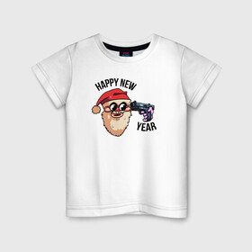Детская футболка хлопок с принтом Санта FNF в Белгороде, 100% хлопок | круглый вырез горловины, полуприлегающий силуэт, длина до линии бедер | Тематика изображения на принте: голова | надпись | пистолет | санта | шапка