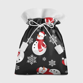 Подарочный 3D мешок с принтом Снеговик в Белгороде, 100% полиэстер | Размер: 29*39 см | merry christmas | веселого рождества | рождество | снеговики | снежинки | шарфик