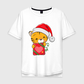 Мужская футболка хлопок Oversize с принтом Подарок   год тигра в Белгороде, 100% хлопок | свободный крой, круглый ворот, “спинка” длиннее передней части | 2022 | год тигра | новый год | новый год 2022 | символ года | тигр | тигренок | тигрица | тигры