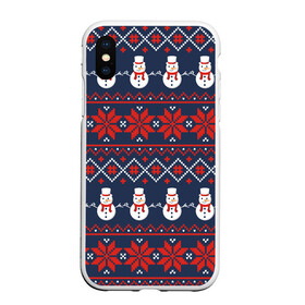 Чехол для iPhone XS Max матовый с принтом Christmas Background в Белгороде, Силикон | Область печати: задняя сторона чехла, без боковых панелей | background | christmas | holiday | knitted pattern | new year | pattern | snowman | вязаный узор | новый год | праздник | рождество | снеговик | узор | фон