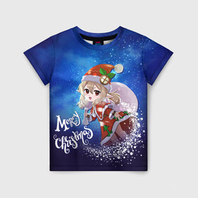Детская футболка 3D с принтом Рождество Кли в Белгороде, 100% гипоаллергенный полиэфир | прямой крой, круглый вырез горловины, длина до линии бедер, чуть спущенное плечо, ткань немного тянется | девочка | небо | персонаж | рождество | свет