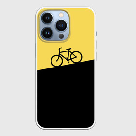 Чехол для iPhone 13 Pro с принтом Бегущий за велосипедом в Белгороде,  |  | бег | бегущий | велосипед | велоспорт | гора | желтый | персонаж | цвета | человек | черный