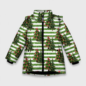 Зимняя куртка для девочек 3D с принтом Елочки   новогоднее настроение в Белгороде, ткань верха — 100% полиэстер; подклад — 100% полиэстер, утеплитель — 100% полиэстер. | длина ниже бедра, удлиненная спинка, воротник стойка и отстегивающийся капюшон. Есть боковые карманы с листочкой на кнопках, утяжки по низу изделия и внутренний карман на молнии. 

Предусмотрены светоотражающий принт на спинке, радужный светоотражающий элемент на пуллере молнии и на резинке для утяжки. | 2022 | год тигра | новый год | новый год 2022 | символ года | тигр | тигренок | тигрица | тигры
