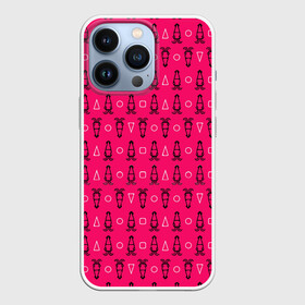 Чехол для iPhone 13 Pro с принтом Игра в кальмара Минимализм в Белгороде,  |  | игра | кальмара | кораловый | розовый | треугольники