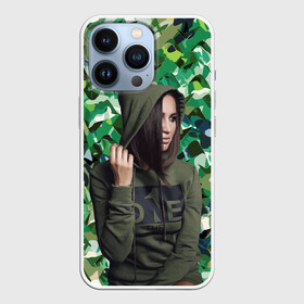 Чехол для iPhone 13 Pro с принтом Olga Buzova   camouflage в Белгороде,  |  | beauty | camouflage | celebrity | girl | military | olga buzova | девушка | знаменитость | камуфляж | красавица | ольга бузова