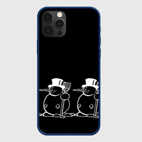 Чехол для iPhone 12 Pro Max с принтом Снеговик на черном фоне в Белгороде, Силикон |  | snowman | зима | минимализм | новый год | снеговик