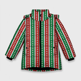 Зимняя куртка для девочек 3D с принтом Knitted Pattern в Белгороде, ткань верха — 100% полиэстер; подклад — 100% полиэстер, утеплитель — 100% полиэстер. | длина ниже бедра, удлиненная спинка, воротник стойка и отстегивающийся капюшон. Есть боковые карманы с листочкой на кнопках, утяжки по низу изделия и внутренний карман на молнии. 

Предусмотрены светоотражающий принт на спинке, радужный светоотражающий элемент на пуллере молнии и на резинке для утяжки. | christmas | knitted pattern | new year | pattern | texture | вязаный узор | новый год | паттерн | рождество | текстура | узор