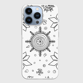 Чехол для iPhone 13 Pro с принтом Паттерн из простых чёрных снежинок в Белгороде,  |  | Тематика изображения на принте: бесшовный | графика | зима | зимний | зимний паттерн | карандашом | паттерн | простые снежинки | снег | снегопад | снежинка | снежинки | чёрные снежинки | чёрный карандаж