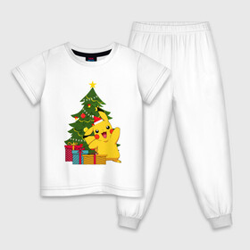 Детская пижама хлопок с принтом ПИКАЧУ С ЕЛКОЙ И ПОДАРКАМИ в Белгороде, 100% хлопок |  брюки и футболка прямого кроя, без карманов, на брюках мягкая резинка на поясе и по низу штанин
 | 2021 | 2022 | christmas | go | merry | merry christmas | new year | pika | pika pika | pikachu | pokemon | snow | ugly chris | winter | го | зима | новогодний | новогодняя | новый год | пика | пика пика | пикачу | пикачю | покемон | покемон