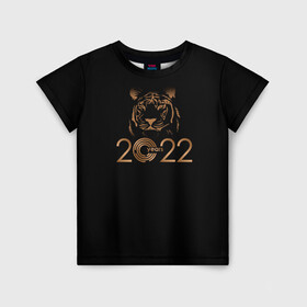 Детская футболка 3D с принтом 2022 Tiger Bronze Theme в Белгороде, 100% гипоаллергенный полиэфир | прямой крой, круглый вырез горловины, длина до линии бедер, чуть спущенное плечо, ткань немного тянется | Тематика изображения на принте: 2022 | год тигра | нг | новый год | подарки на новый год | праздник | рождество | тигр