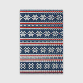 Обложка для паспорта матовая кожа с принтом Knitted Christmas Pattern в Белгороде, натуральная матовая кожа | размер 19,3 х 13,7 см; прозрачные пластиковые крепления | Тематика изображения на принте: christmas | holiday | knitted pattern | new year | pattern | snowflakes | texture | вязаный узор | новый год | праздник | рождество | снежинки | текстура | узор