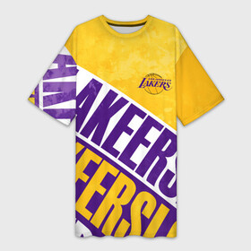 Платье-футболка 3D с принтом Лос Анджелес Лейкерс  Los Angeles Lakers в Белгороде,  |  | lakers | los angeles | los angeles lakers | nba | анджелес | баскетбол | лейкерс | лос | лосанджелес | лосанджелес лейкерс | нба