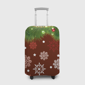 Чехол для чемодана 3D с принтом Зимнее Настроение (Елка) в Белгороде, 86% полиэфир, 14% спандекс | двустороннее нанесение принта, прорези для ручек и колес | 2022 | елка | зимнее настроение | новогоднее настроение | новый год 2022 | снежинки