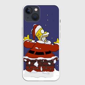 Чехол для iPhone 13 с принтом ГОМЕР САНТА СИМПСОНЫ в Белгороде,  |  | 2021 | 2022 | christmas | homer | merry | merry christmas | new year | simpson | simpsons | snow | sweater | ugly christmas | winter | гомер | гомер симпсон | зима | новогодний | новогодняя | новый год | рождественский | рождество | симпсон