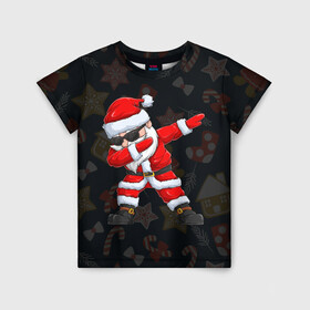 Детская футболка 3D с принтом ДАБ САНТА КЛАУС НОВЫЙ ГОД 2022 в Белгороде, 100% гипоаллергенный полиэфир | прямой крой, круглый вырез горловины, длина до линии бедер, чуть спущенное плечо, ткань немного тянется | 2022 | beast | merry christmas | new year | red bow | santa hat | snow | tiger | winter | winter is coming | year of the tiger | год тигра | дед мороз | животные | звери | зверь | зима | зима 2022 | зима близко | новог | новогодни