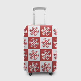 Чехол для чемодана 3D с принтом Шахматные Снежинки в Белгороде, 86% полиэфир, 14% спандекс | двустороннее нанесение принта, прорези для ручек и колес | зима | новогоднее настроение | новый год | снежинки | шахматные снежинки | шахматы