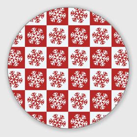 Круглый коврик для мышки с принтом Шахматные Снежинки в Белгороде, резина и полиэстер | круглая форма, изображение наносится на всю лицевую часть | зима | новогоднее настроение | новый год | снежинки | шахматные снежинки | шахматы