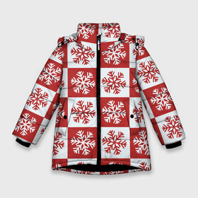 Зимняя куртка для девочек 3D с принтом Шахматные Снежинки в Белгороде, ткань верха — 100% полиэстер; подклад — 100% полиэстер, утеплитель — 100% полиэстер. | длина ниже бедра, удлиненная спинка, воротник стойка и отстегивающийся капюшон. Есть боковые карманы с листочкой на кнопках, утяжки по низу изделия и внутренний карман на молнии. 

Предусмотрены светоотражающий принт на спинке, радужный светоотражающий элемент на пуллере молнии и на резинке для утяжки. | зима | новогоднее настроение | новый год | снежинки | шахматные снежинки | шахматы