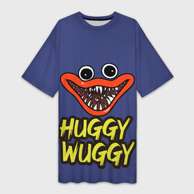 Платье-футболка 3D с принтом Poppy Playtime smile Huggy Wuggy в Белгороде,  |  | huggy | poppy playtime | smile | wuggy | зубы