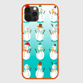 Чехол для iPhone 12 Pro Max с принтом Веселые снеговички узор в Белгороде, Силикон |  | 2022 | веселье | градиент | зима | новый год | праздники | снег | снеговики | снеговички | традиции | узор | узорчик