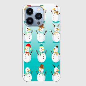 Чехол для iPhone 13 Pro с принтом Веселые снеговички узор в Белгороде,  |  | 2022 | веселье | градиент | зима | новый год | праздники | снег | снеговики | снеговички | традиции | узор | узорчик