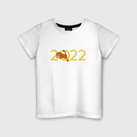 Детская футболка хлопок с принтом Тигр, прыгающий через кольцо 2022 в Белгороде, 100% хлопок | круглый вырез горловины, полуприлегающий силуэт, длина до линии бедер | 2022 | chinese calendar | jumping | new year | ring | tiger | китайский календарь | надпись | новый год | прыгающий через кольцо | символ года | тигр | цифры